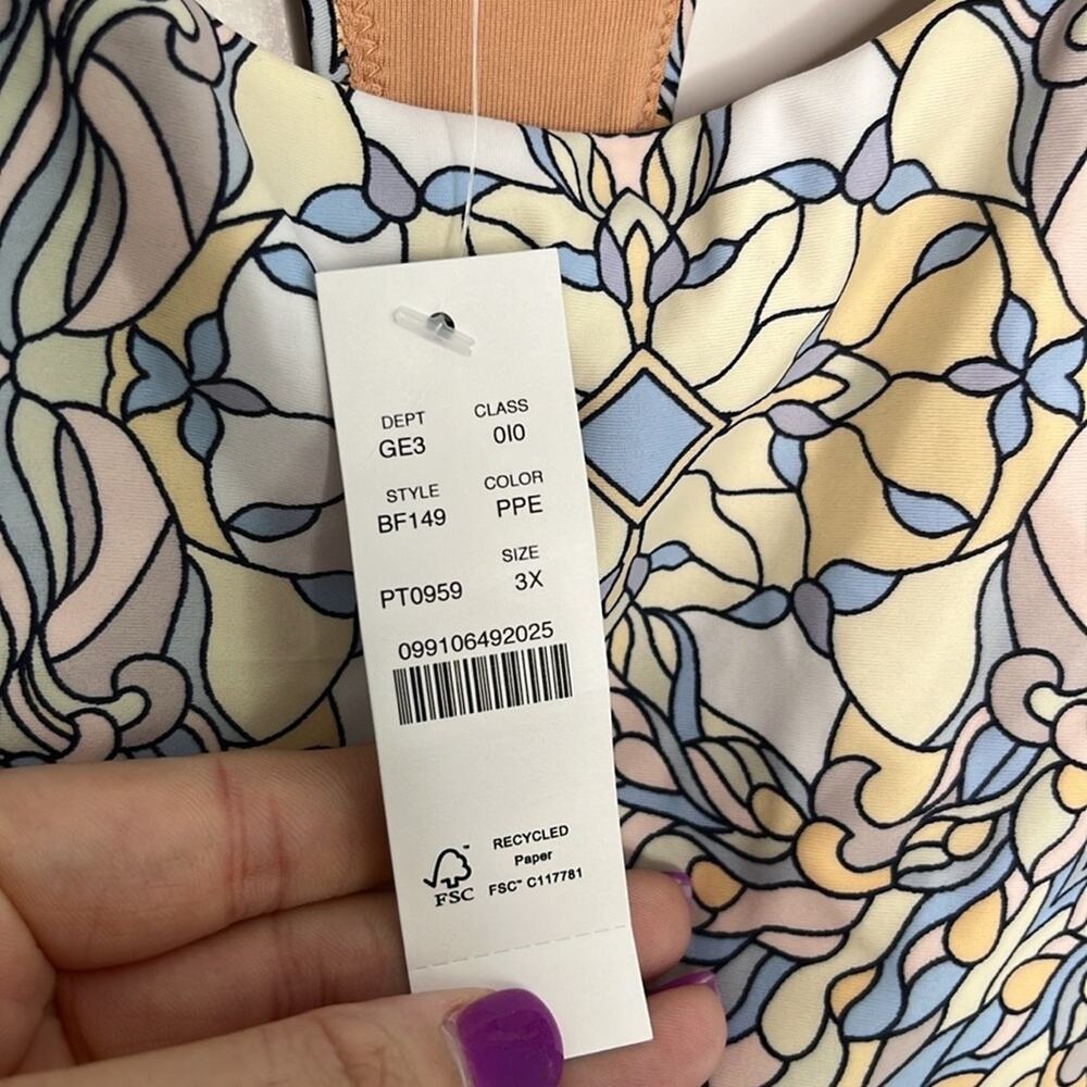 NWT J. Crew Active Longline Swim Top in kaleidoscope print - Picture 5 of 6